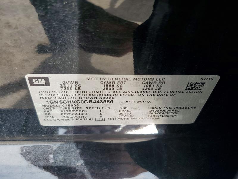 54986126 :رقم المزاد ، 1GNSCHKC0GR443686 vin ، 2016 Chevrolet Suburban مزاد بيع