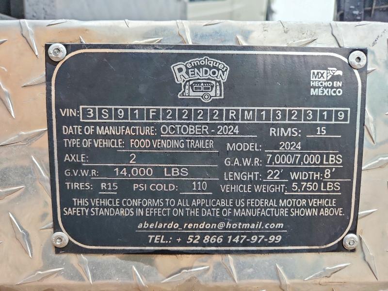 Продажа на аукционе авто 2024 Rendon Trailers, vin: 3S91F2222RM132319, номер лота: 51763296