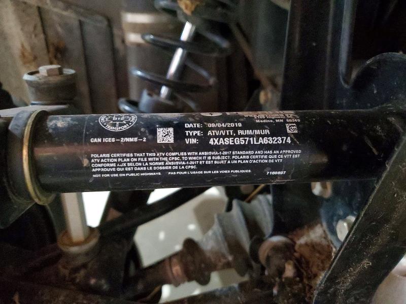 2020 Polaris Sportsman მანქანა იყიდება აუქციონზე, vin: 4XASEG571LA632374, აუქციონის ნომერი: 52309376