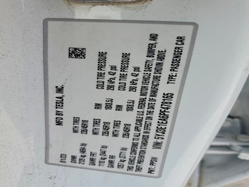 Aukcja sprzedaży 2023 Tesla Model 3, vin: 5YJ3E1EA6PF478165, numer aukcji: 54510036