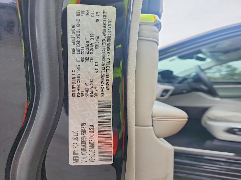 53303316 :رقم المزاد ، 1C4RJKDG5N8504379 vin ، 2022 Jeep Grand Cherokee مزاد بيع