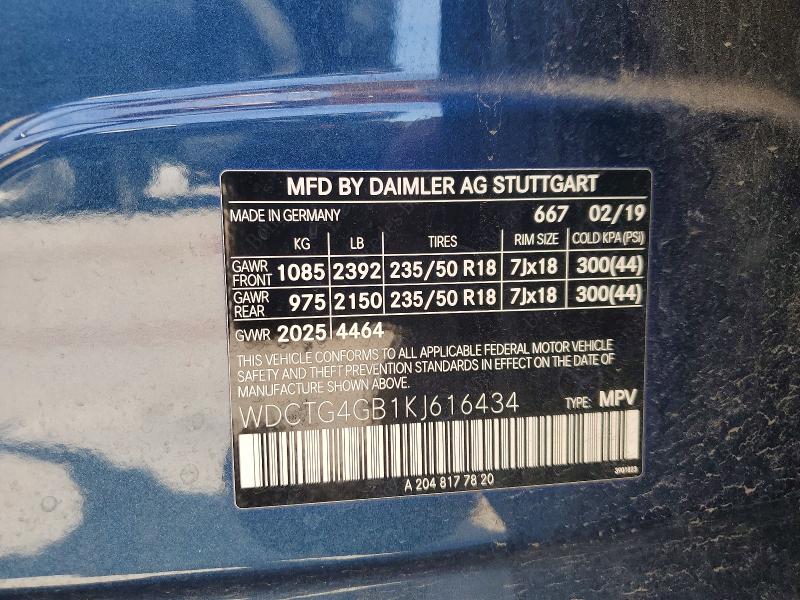 Продаж на аукціоні авто 2019 Mercedes-benz Gla, vin: WDCTG4GB1KJ616434, номер лоту: 53706686