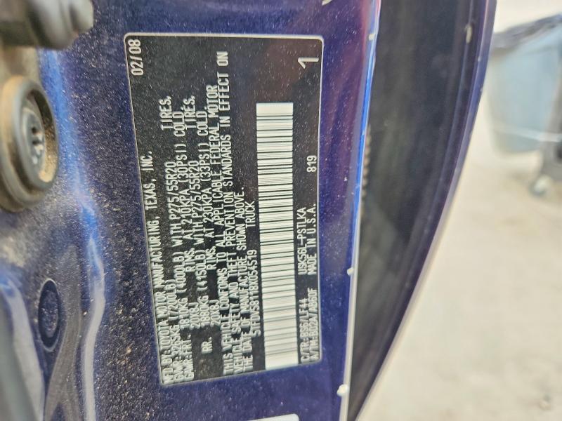 2008 Toyota Tundra მანქანა იყიდება აუქციონზე, vin: 5TFDV58118X054519, აუქციონის ნომერი: 53523616
