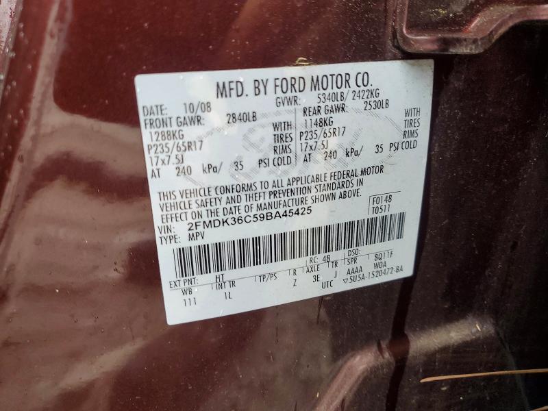 Aukcja sprzedaży 2009 Ford Edge, vin: 2FMDK36C59BA45425, numer aukcji: 52587746