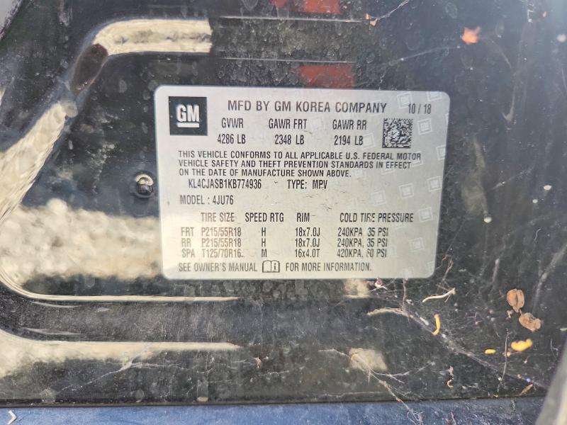 Aukcja sprzedaży 2019 Buick Encore, vin: KL4CJASB1KB774936, numer aukcji: 54163116