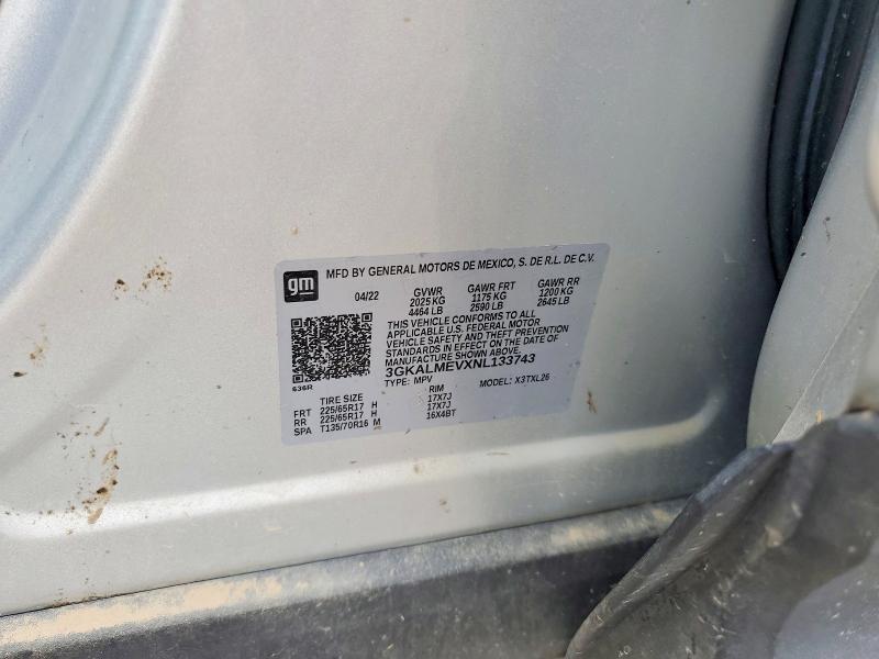 54133666 :رقم المزاد ، 3GKALMEVXNL133743 vin ، 2022 Gmc Terrain مزاد بيع