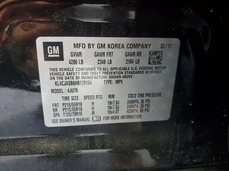 Aukcja sprzedaży 2017 Buick Encore, vin: KL4CJASB6HB178164, numer aukcji: 52800716