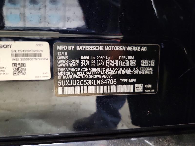 Aukcja sprzedaży 2019 Bmw X5, vin: 5UXJU2C53KLN64706, numer aukcji: 52853796