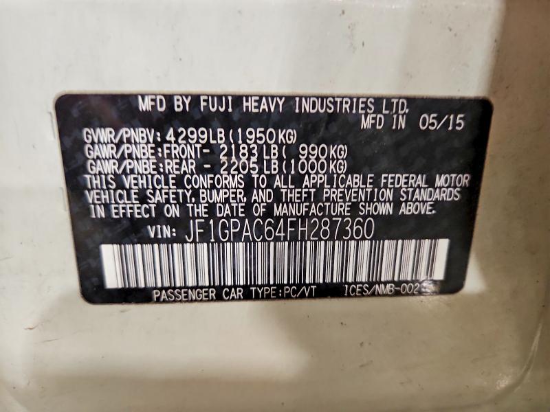 Продажа на аукционе авто 2015 Subaru Impreza, vin: JF1GPAC64FH287360, номер лота: 51768486