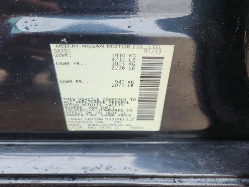 Продажа на аукционе авто 2013 Nissan Altima, vin: 1N4AL3AP0DN509612, номер лота: 53089656