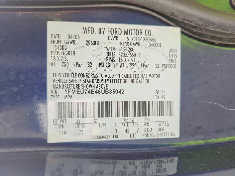 Продажа на аукционе авто 2006 Ford Explorer, vin: 1FMEU74E46UB35942, номер лота: 53549136