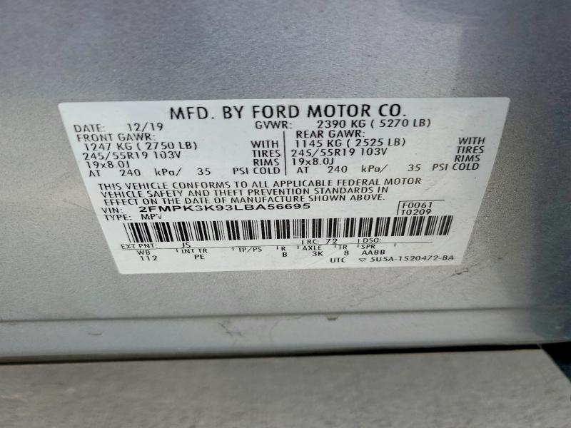 Продажа на аукционе авто 2020 Ford Edge, vin: 2FMPK3K93LBA56695, номер лота: 54012696