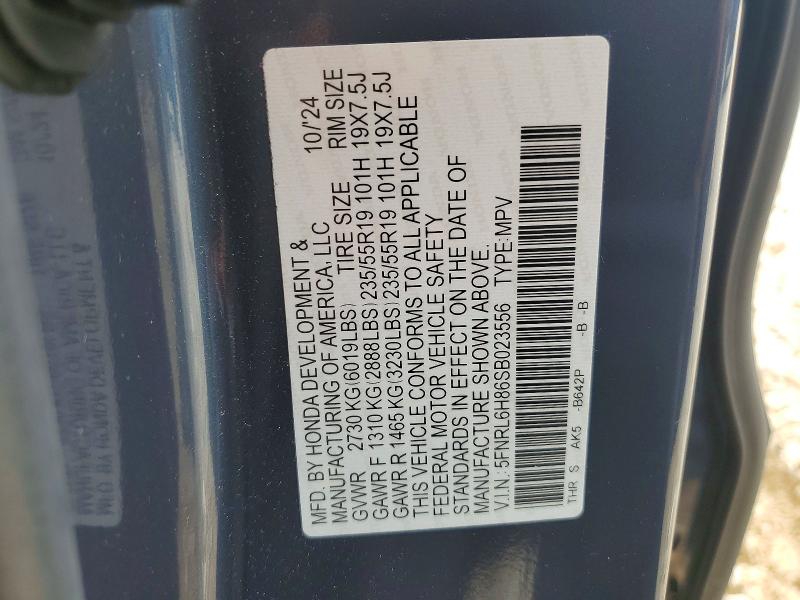 Aukcja sprzedaży 2025 Honda Odyssey, vin: 5FNRL6H86SB023556, numer aukcji: 54444946