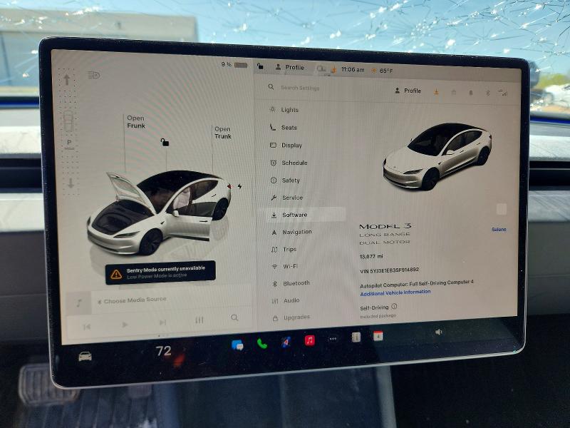 2025 Tesla Model 3 მანქანა იყიდება აუქციონზე, vin: 5YJ3E1EB3SF914892, აუქციონის ნომერი: 51669546