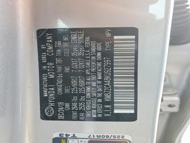 2019 Hyundai Tucson მანქანა იყიდება აუქციონზე, vin: KM8J2CA48KU927997, აუქციონის ნომერი: 54638136