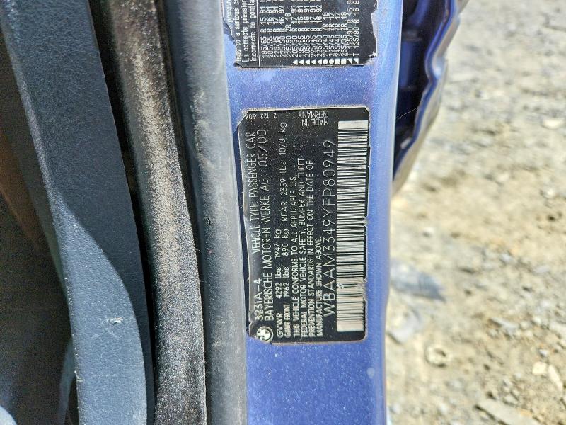 53873766 :رقم المزاد ، WBAAM3349YFP80949 vin ، 2000 Bmw 323 مزاد بيع