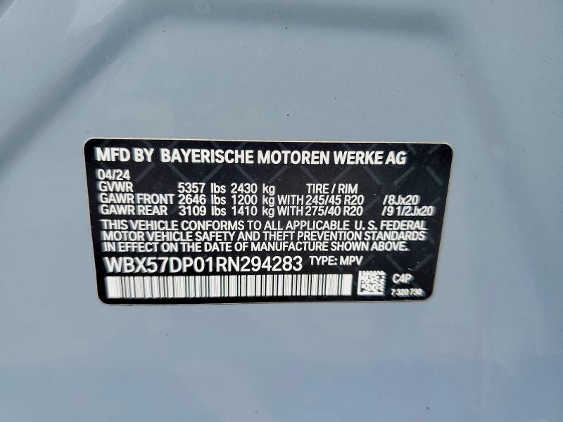53169876 :رقم المزاد ، WBX57DP01RN294283 vin ، 2024 Bmw X3 مزاد بيع