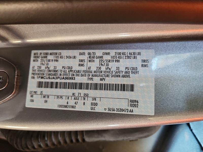 Продажа на аукционе авто 2023 Ford Escape, vin: 1FMCU9JA3PUA96993, номер лота: 54325896