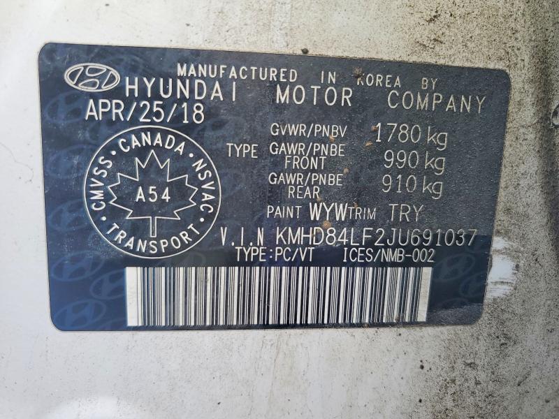 Продаж на аукціоні авто 2018 Hyundai Elantra, vin: KMHD84LF2JU691037, номер лоту: 52822056