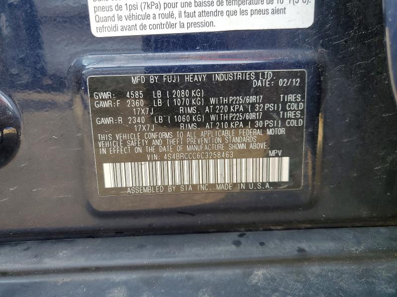 54316446 :رقم المزاد ، 4S4BRCCC6C3258463 vin ، 2012 Subaru Outback مزاد بيع