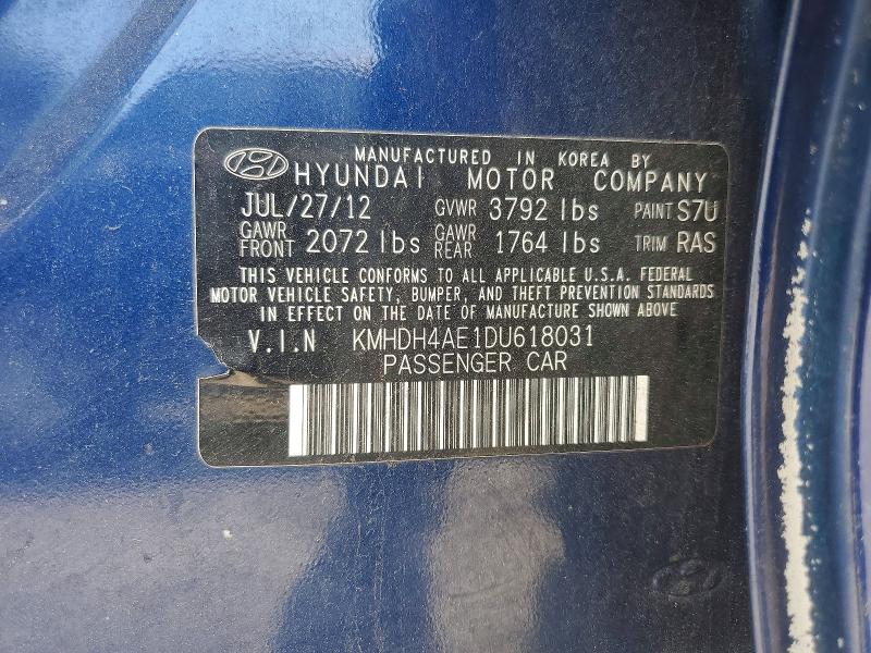 Aukcja sprzedaży 2013 Hyundai Elantra, vin: KMHDH4AE1DU618031, numer aukcji: 53212326