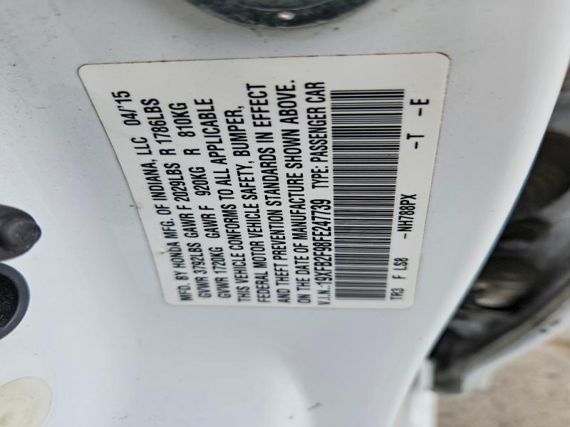 Продажа на аукционе авто 2015 Honda Civic, vin: 19XFB2F98FE247739, номер лота: 54928026