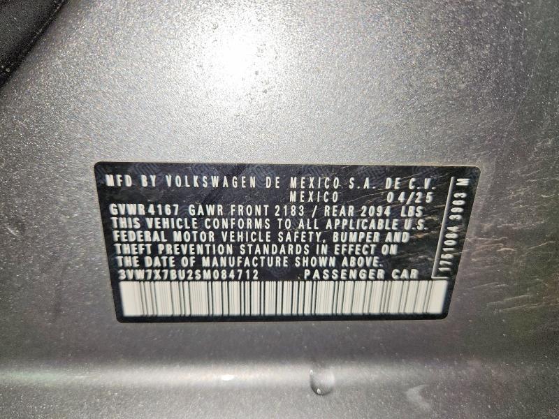 Aukcja sprzedaży 2025 Volkswagen Jetta, vin: 3VW7X7BU2SM084712, numer aukcji: 52330786