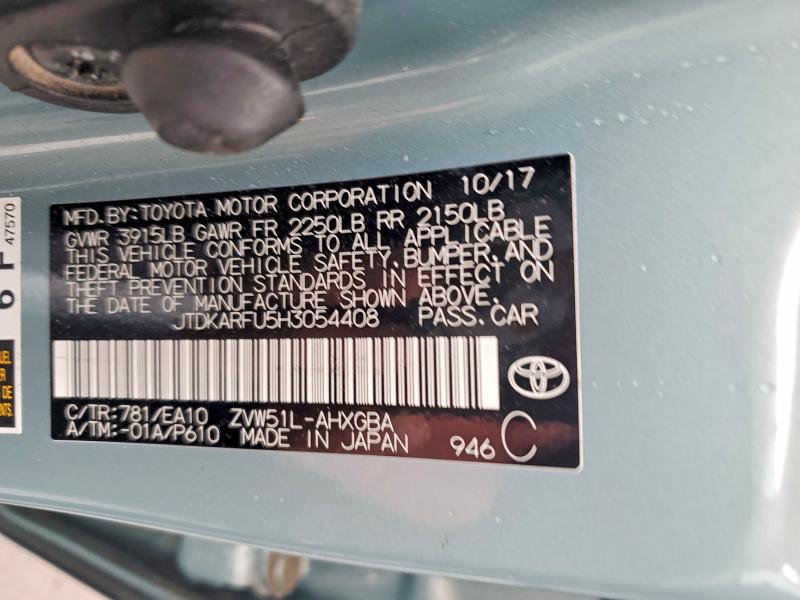 Продажа на аукционе авто 2017 Toyota Prius, vin: JTDKARFU5H3054408, номер лота: 54182466