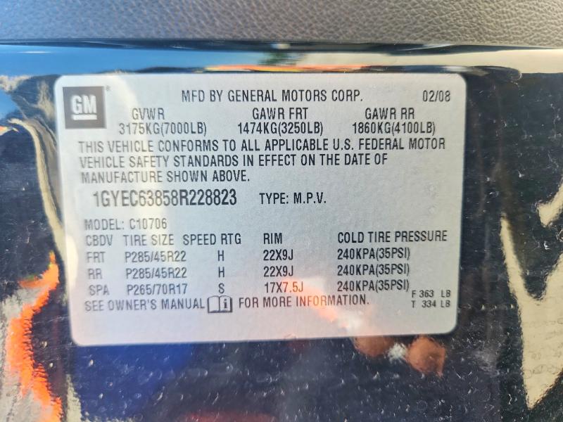 53320936 :رقم المزاد ، 1GYEC63858R228823 vin ، 2008 Cadillac Escalade مزاد بيع