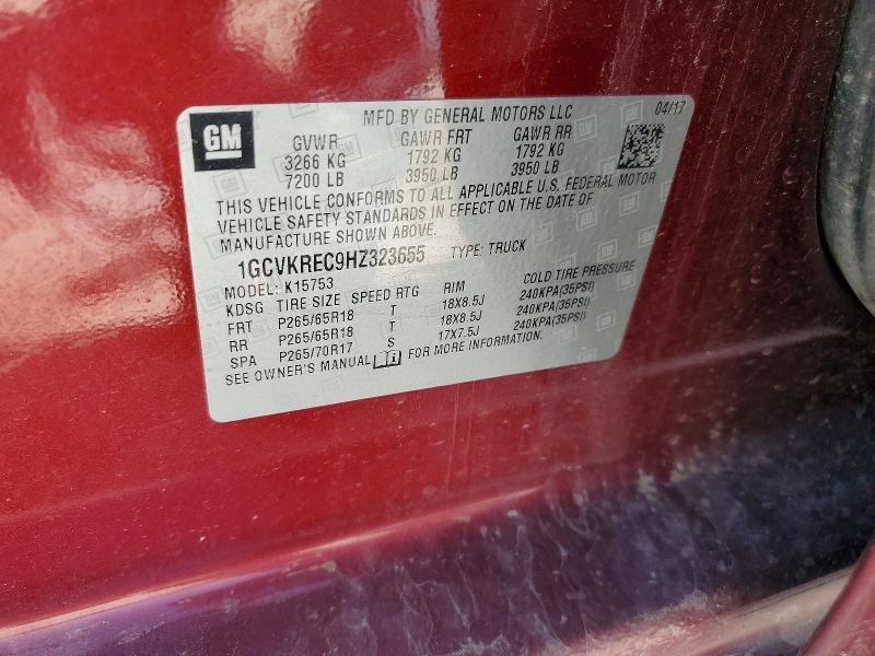 Продаж на аукціоні авто 2017 Chevrolet Silverado, vin: 1GCVKREC9HZ323655, номер лоту: 52740196