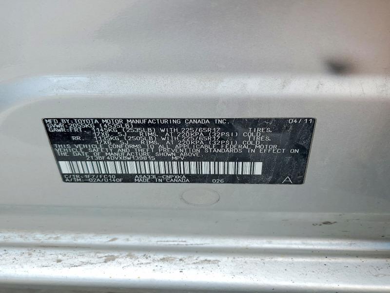 54757376 :رقم المزاد ، 2T3BF4DVXBW139815 vin ، 2011 Toyota Rav4 مزاد بيع
