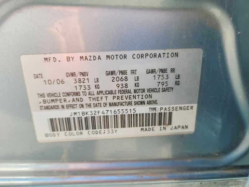 Продаж на аукціоні авто 2007 Mazda 3, vin: JM1BK32F471655515, номер лоту: 53296986