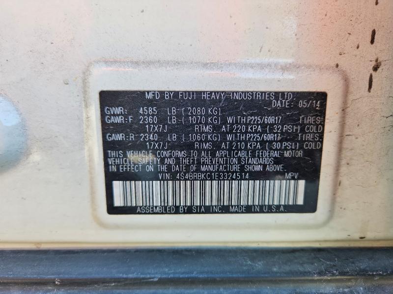 Продажа на аукционе авто 2014 Subaru Outback, vin: 4S4BRBKC1E3324514, номер лота: 51944906