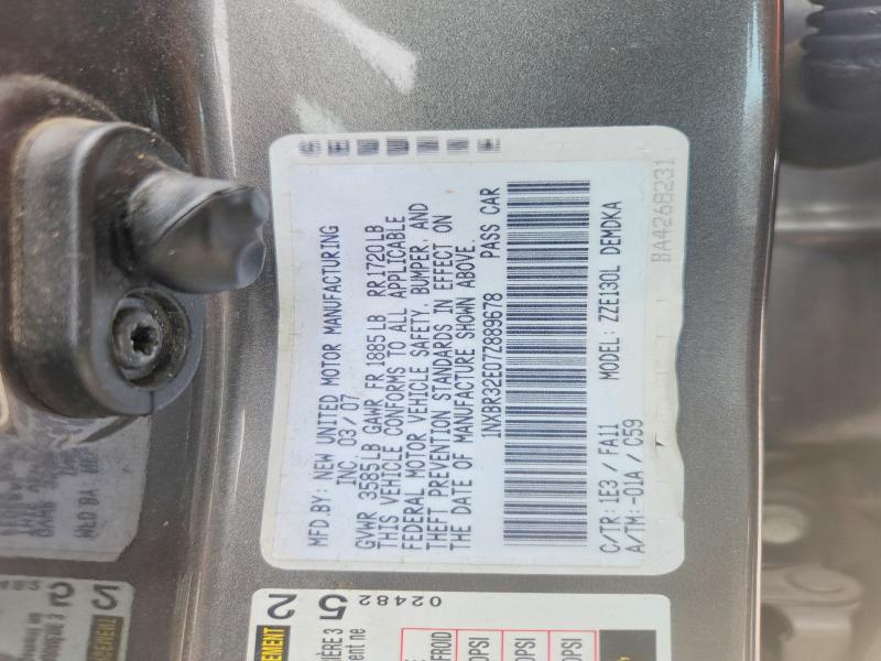 Aukcja sprzedaży 2007 Toyota Corolla, vin: 1NXBR32E07Z889678, numer aukcji: 53830196
