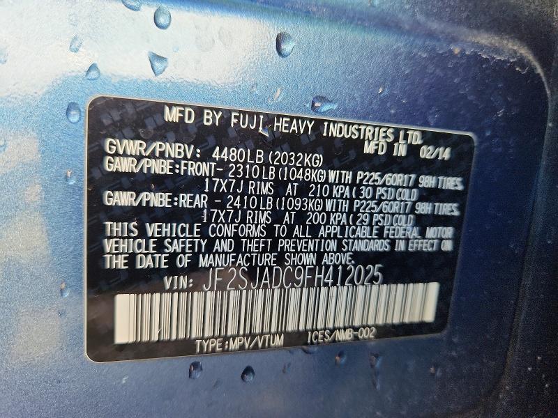 52695446 :رقم المزاد ، JF2SJADC9FH412025 vin ، 2015 Subaru Forester مزاد بيع