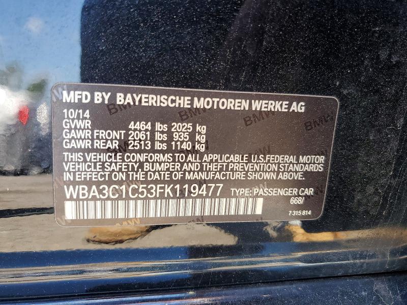 55183426 :رقم المزاد ، WBA3C1C53FK119477 vin ، 2015 Bmw 328 مزاد بيع