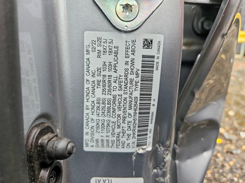 Продажа на аукционе авто 2022 Honda Cr-v, vin: 2HKRW2H51NH626409, номер лота: 55023196