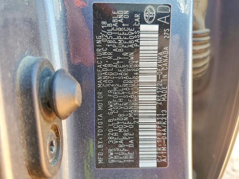 Aukcja sprzedaży 2018 Toyota Corolla, vin: 2T1BURHEXJC064684, numer aukcji: 54167046