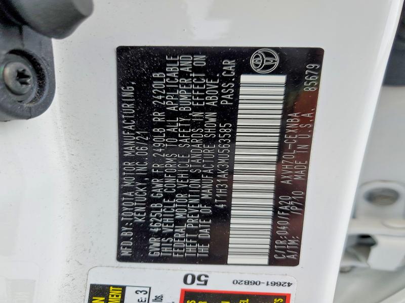 54305226 :رقم المزاد ، 4T1H31AK3MU563585 vin ، 2021 Toyota Camry مزاد بيع