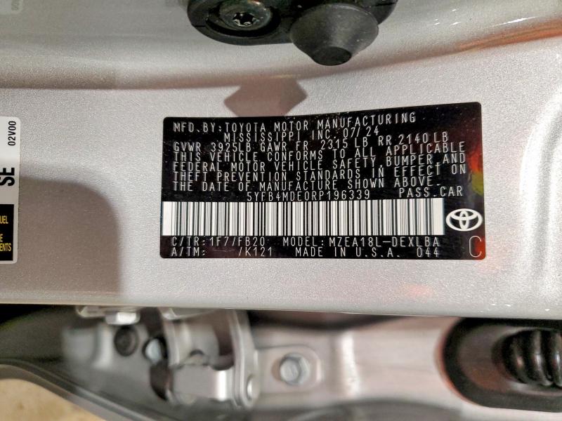 Aukcja sprzedaży 2024 Toyota Corolla, vin: 5YFB4MDE0RP196339, numer aukcji: 53109236