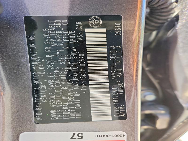 53987636 :رقم المزاد ، 4T1G11BK0MU035485 vin ، 2021 Toyota Camry مزاد بيع