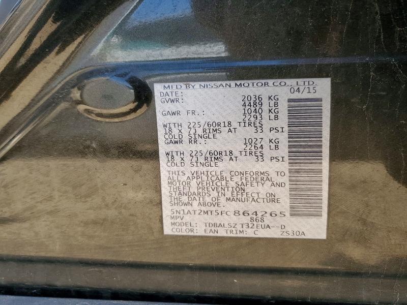 2015 Nissan Rogue მანქანა იყიდება აუქციონზე, vin: 5N1AT2MT5FC864265, აუქციონის ნომერი: 54629576