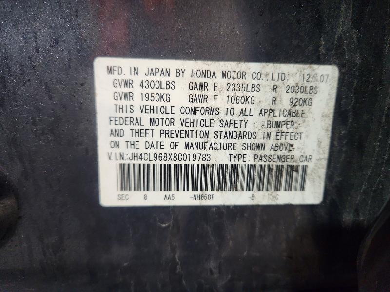 53335716 :رقم المزاد ، JH4CL968X8C019783 vin ، 2008 Acura Tsx مزاد بيع