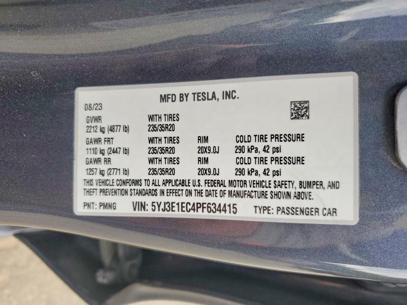 Продажа на аукционе авто 2023 Tesla Model 3, vin: 5YJ3E1EC4PF634415, номер лота: 52522246