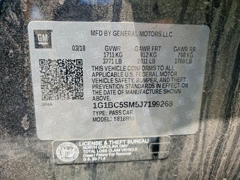 Aukcja sprzedaży 2018 Chevrolet Cruze, vin: 1G1BC5SM5J7199268, numer aukcji: 54308416