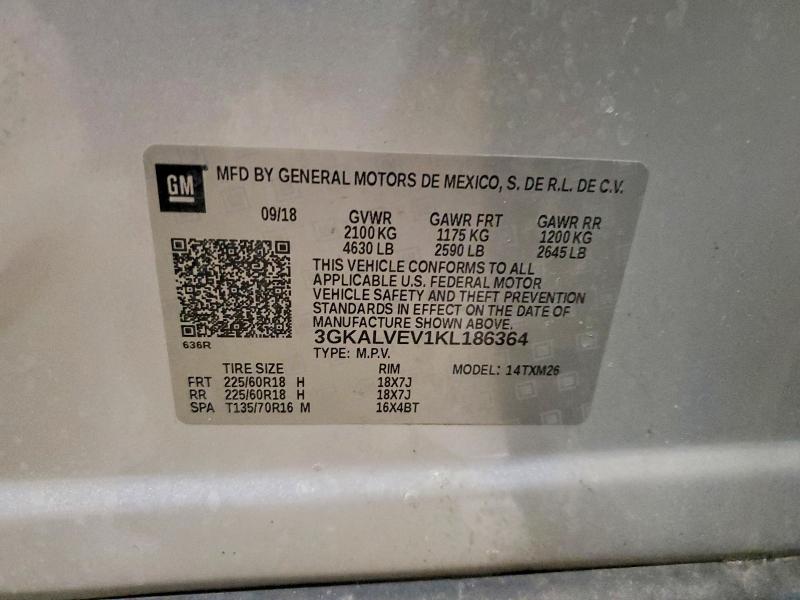 52565416 :رقم المزاد ، 3GKALVEV1KL186364 vin ، 2019 Gmc Terrain مزاد بيع