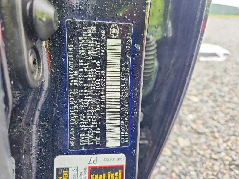 Продажа на аукционе авто 2017 Toyota Camry, vin: 4T1BF1FK6HU672649, номер лота: 53381596