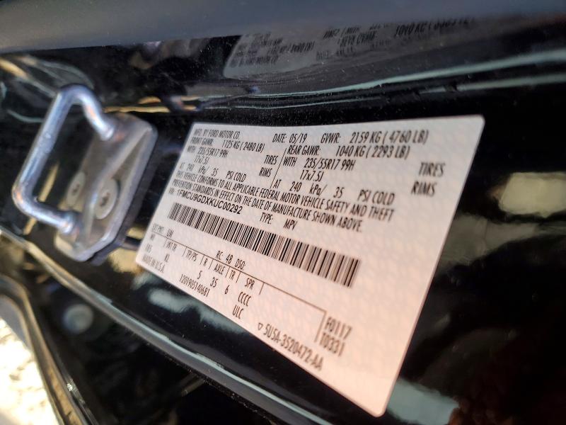 54671096 :رقم المزاد ، 1FMCU9GDXKUC00292 vin ، 2019 Ford Escape مزاد بيع
