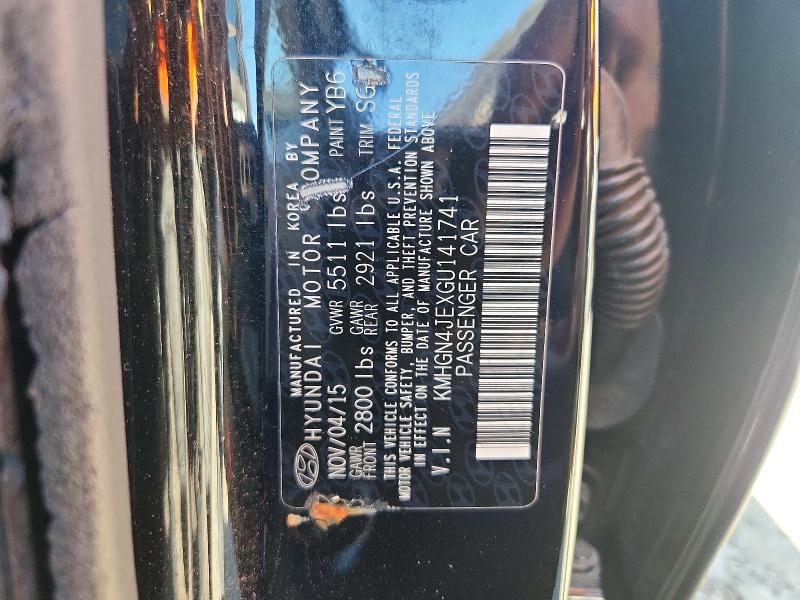 55071696 :رقم المزاد ، KMHGN4JEXGU141741 vin ، 2016 Hyundai Genesis مزاد بيع