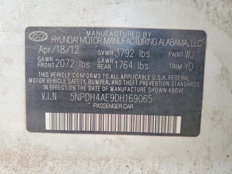 54433996 :رقم المزاد ، 5NPDH4AE9DH169065 vin ، 2013 Hyundai Elantra مزاد بيع